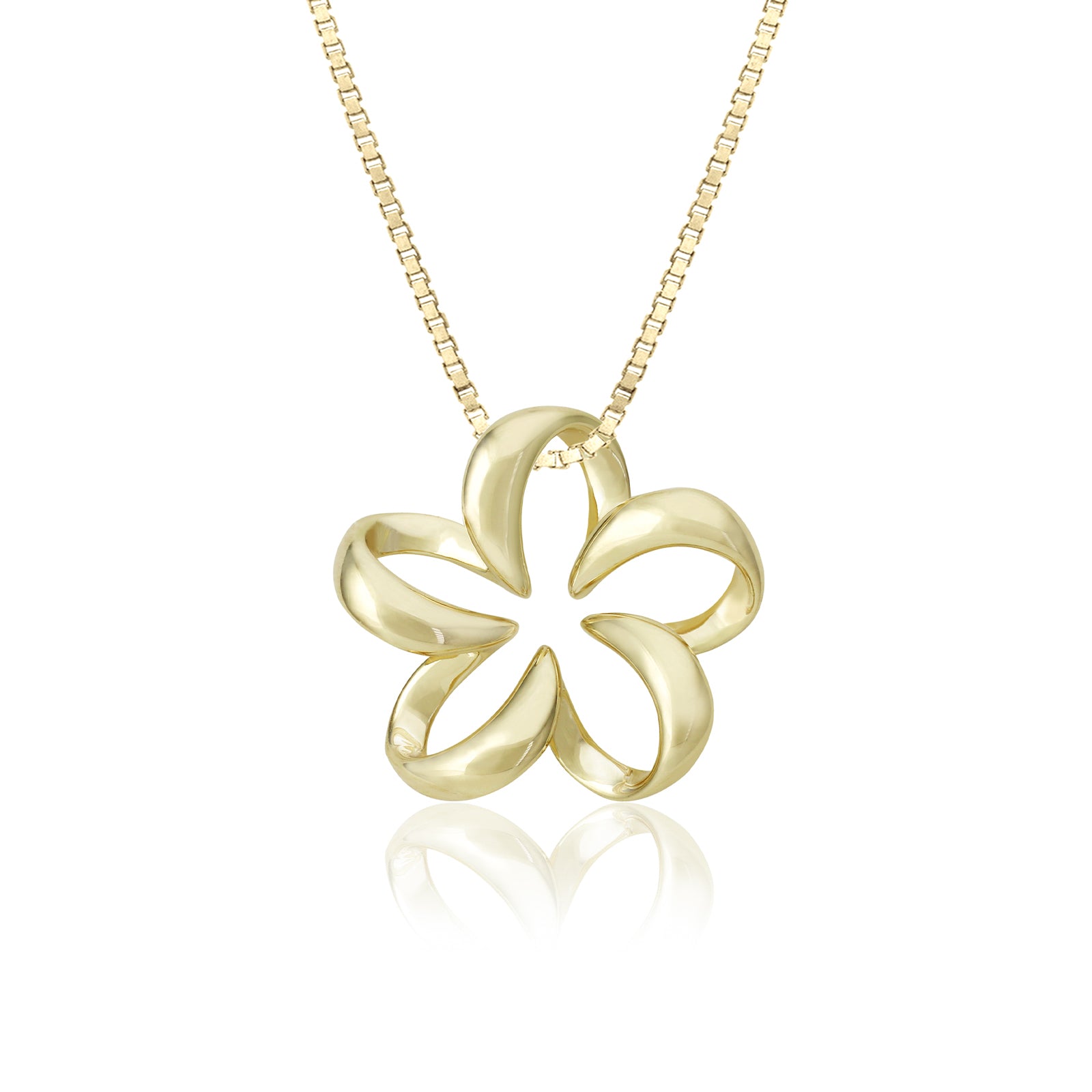 14K Gold Floating Plumeria Pendant