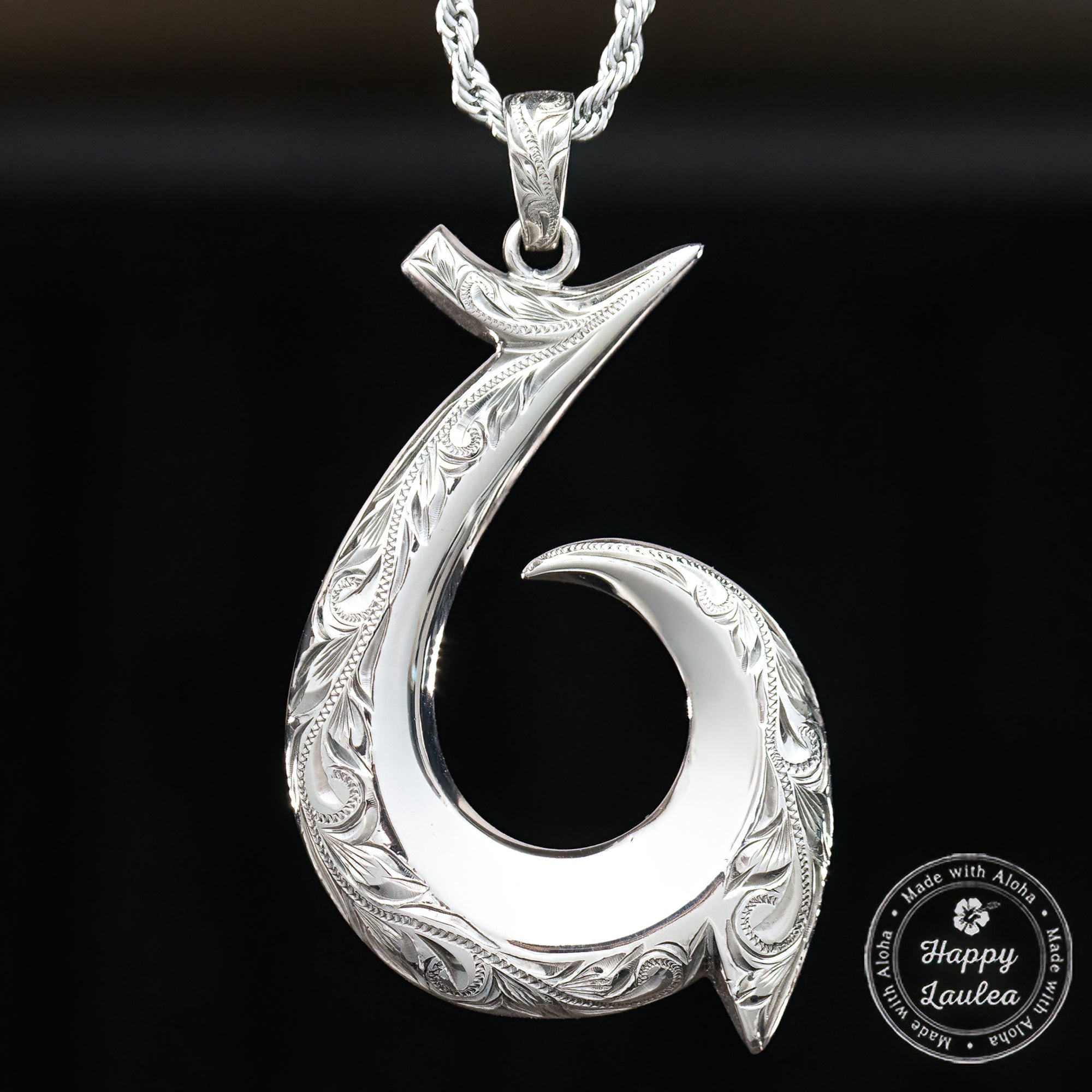 Sterling silver fish store hook pendant