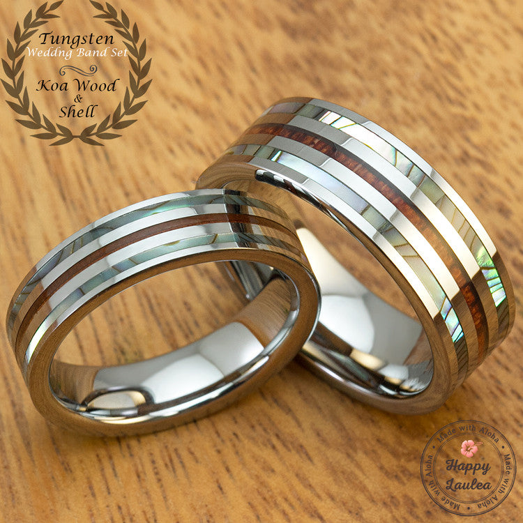 Tungsten koa online wood wedding bands