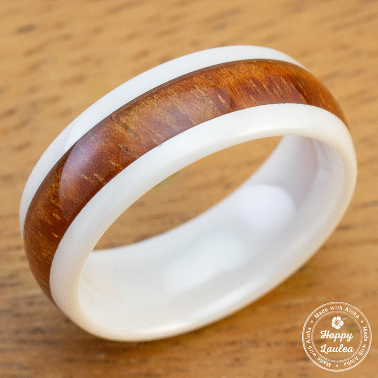 Ceramic and wood wedding on sale rings