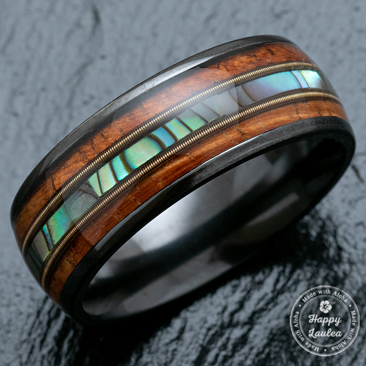 THREE KEYS JEWELRY 4mm 6mm 8mm Tungsten Wedding Ring Domed with Real Koa  Wood Inlay Silver Band
