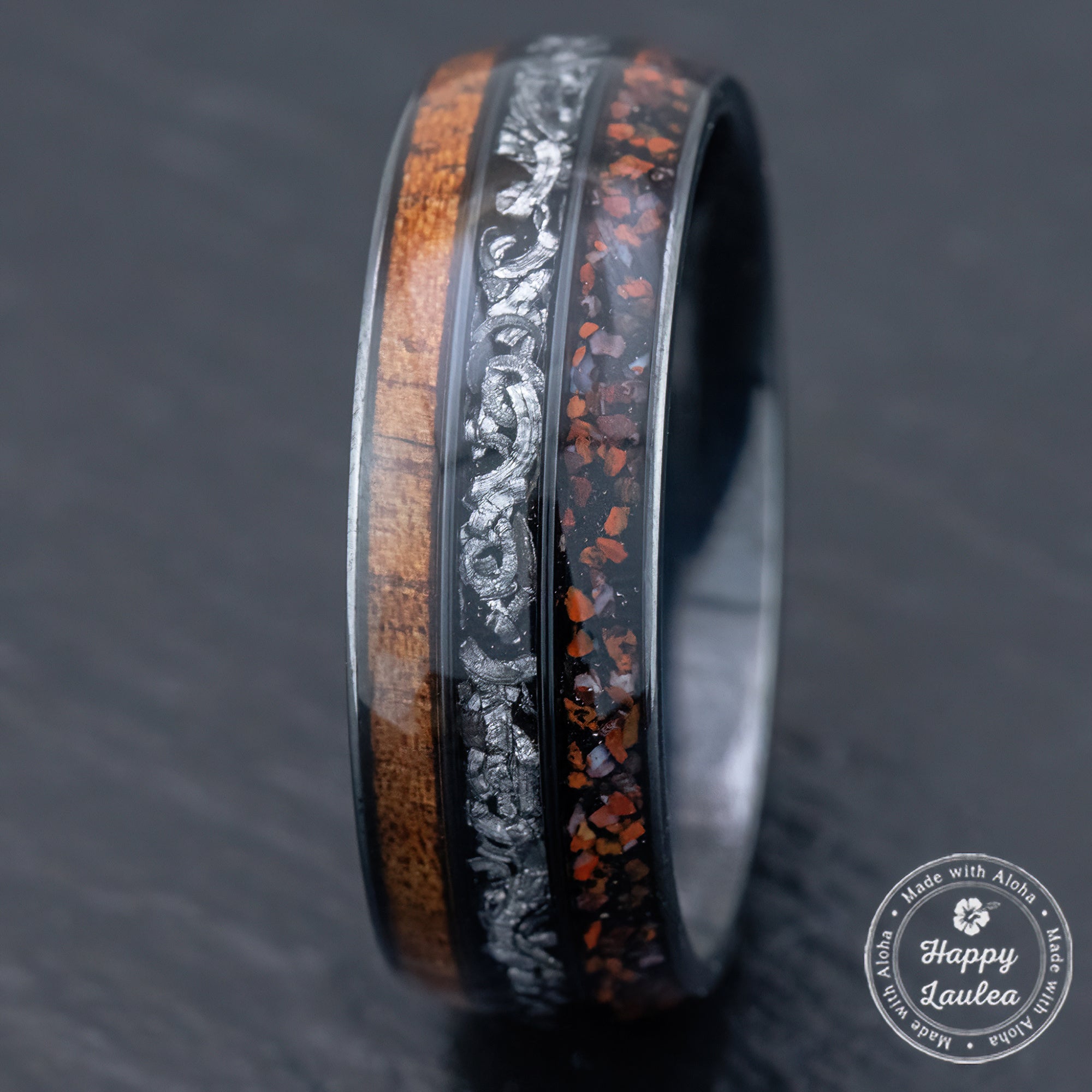 Ring made of on sale meteorite and dinosaur bone