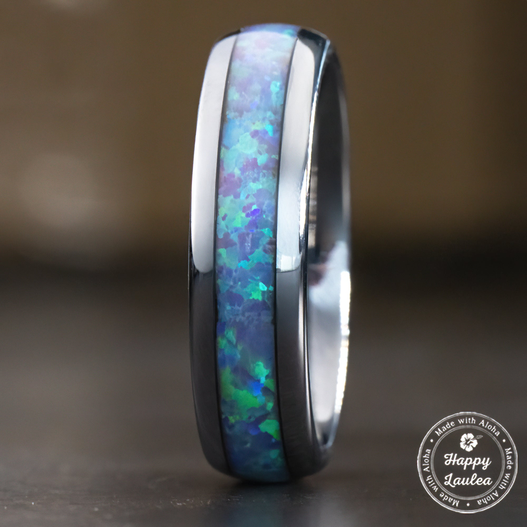 White Opal Ring, Purple Opal retailer Ring, Purple Abalone Ring, White Abalone Ring, Black Tungsten Ring, Black Wedding Ring, 8mm Ring