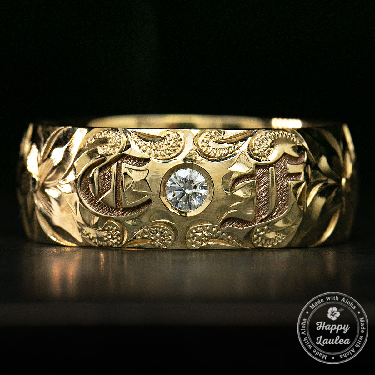 Two diamond initials bracelet in 14K Gold
