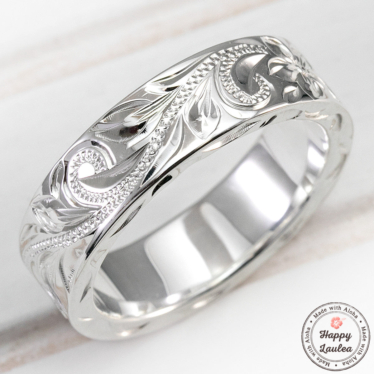 925 Sterling Silver Hawaiian Jewelry Ring - Hand Engraved with Old English  Design - 6x2mm, Flat Shape, Standard Fitment