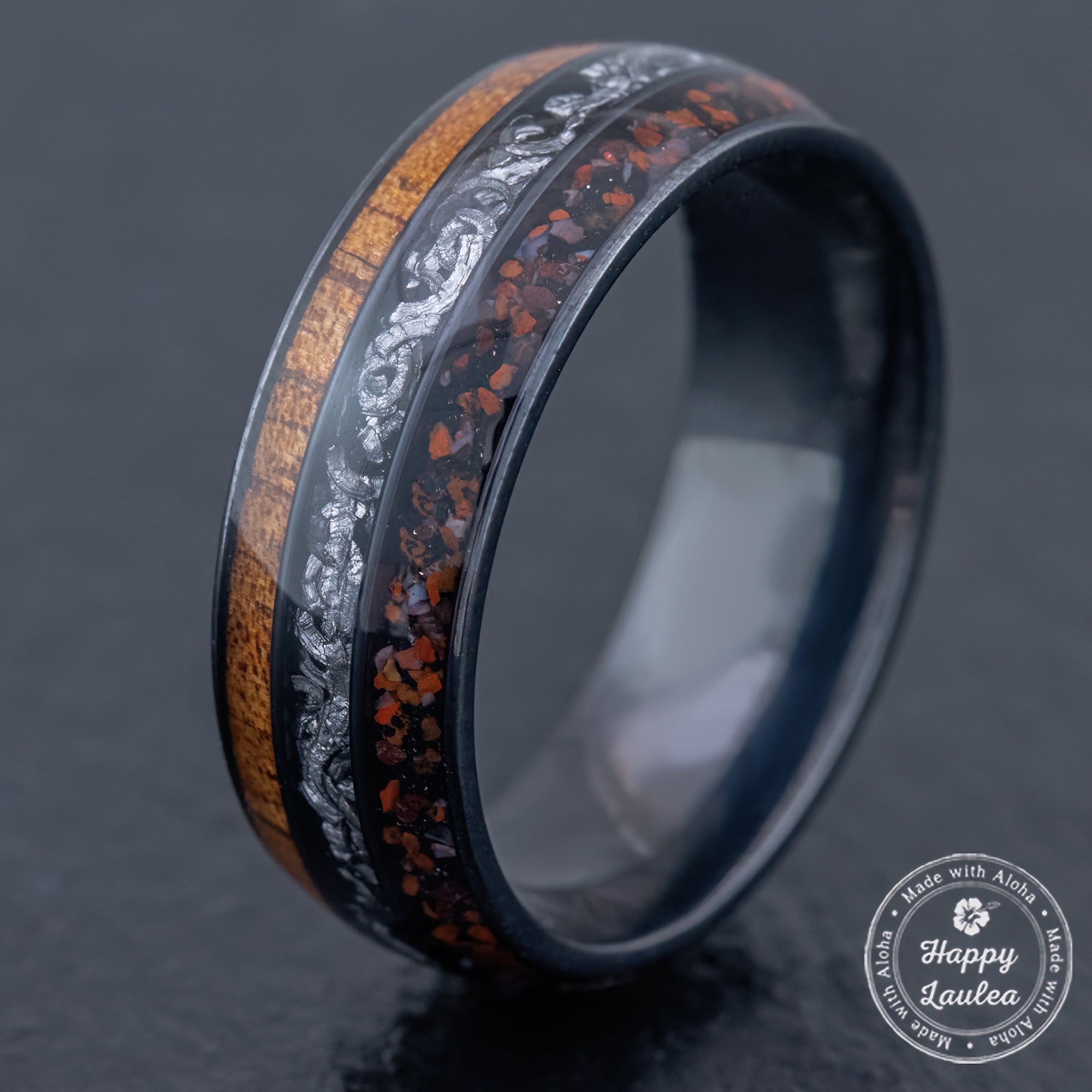 Titanium dinosaur meteorite on sale ring