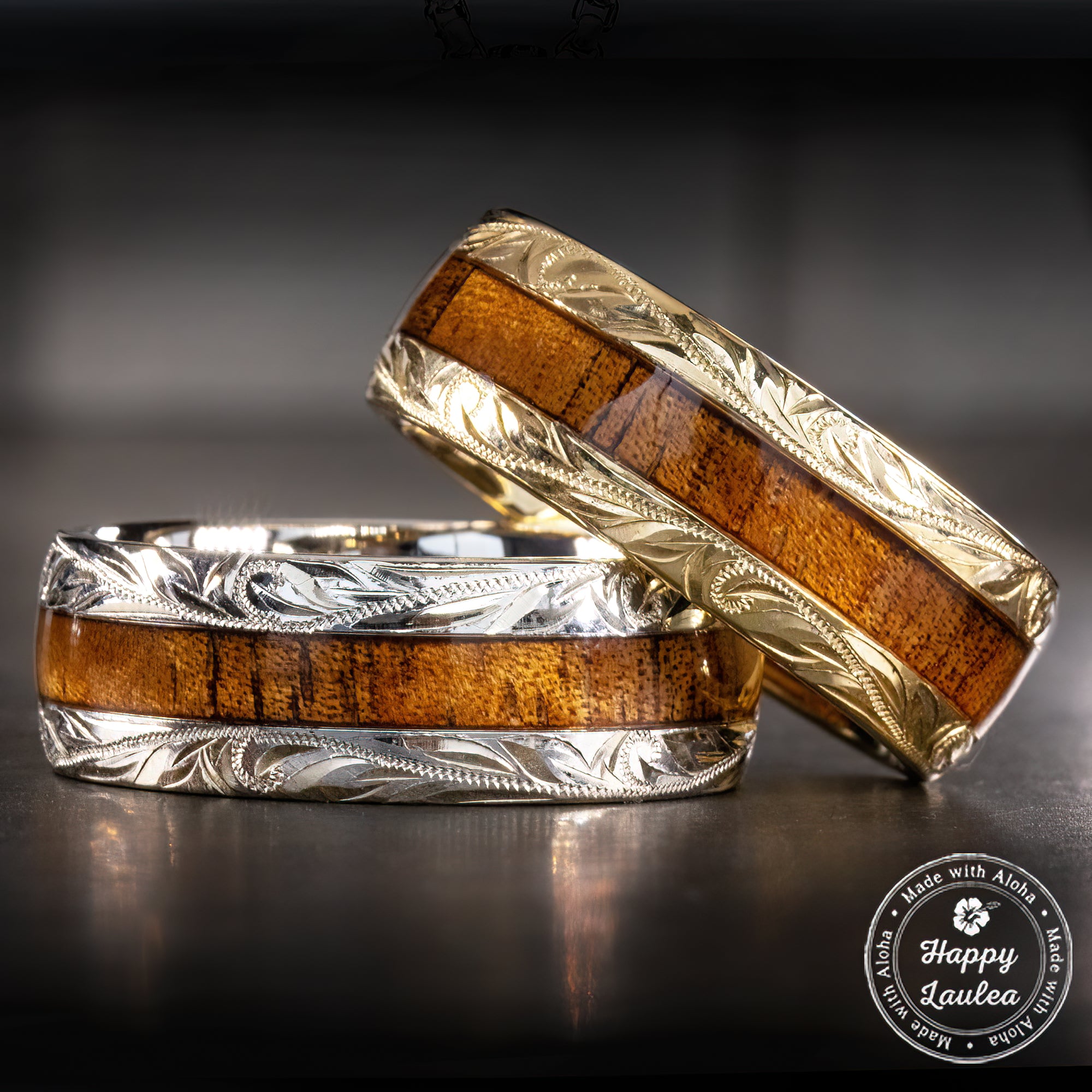 Wood Wedding Ring Set, Peridot Engagement Ring with Wood Wedding Band