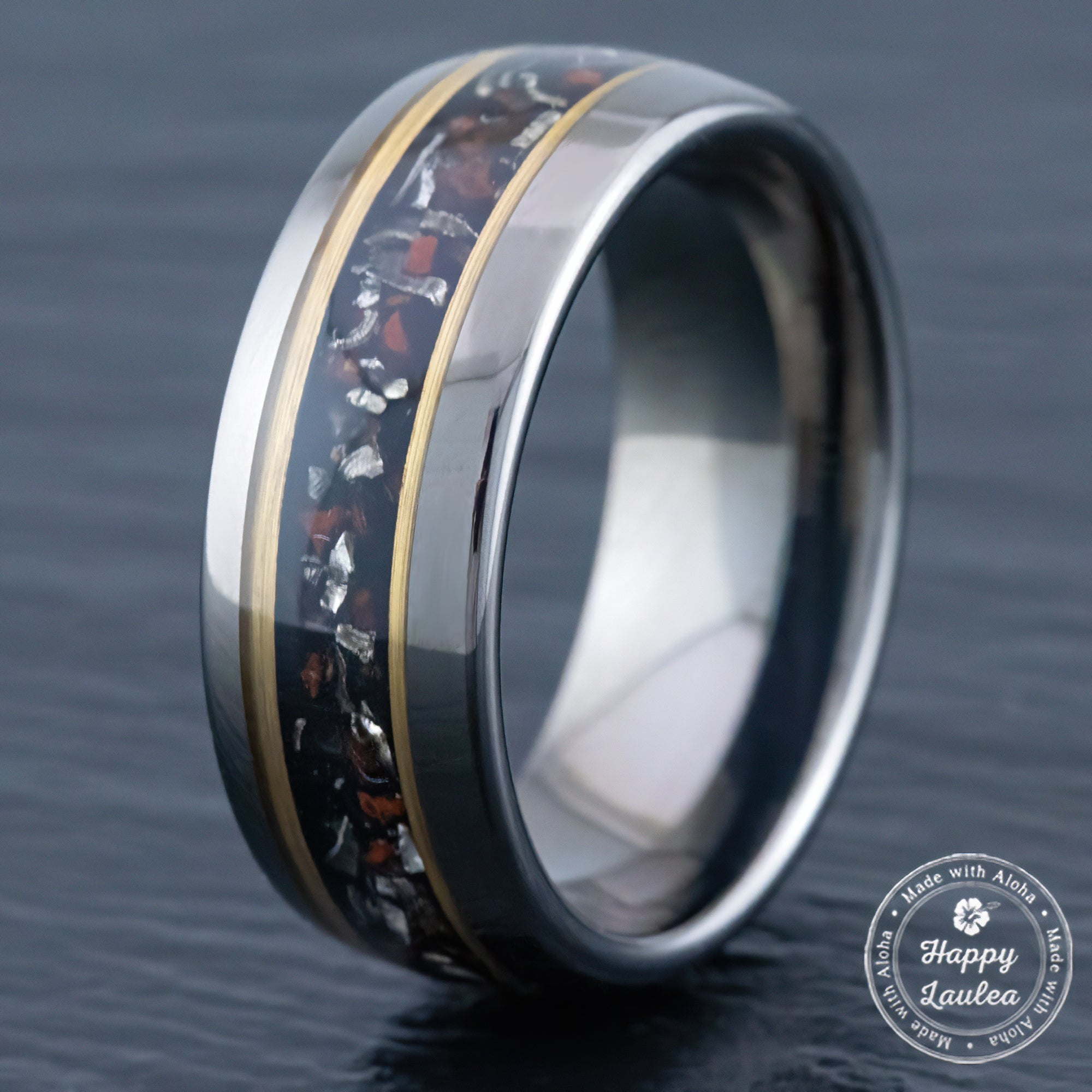 Dinosaur Bone and Meteorite Ring