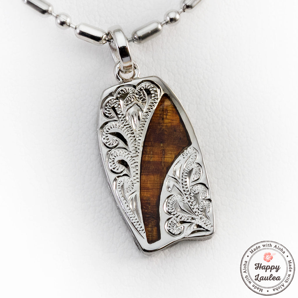 Hawaii Islands Necklace Pendant Lg. Sterling Silver. Abalone Shell.  Hawaiian Koa Wood. Peridot.